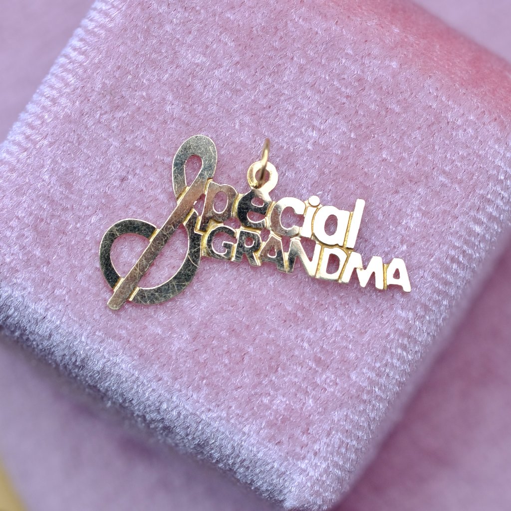 Cute Dainty "Special Grandma' Pendant / Charm 14k Real Gold